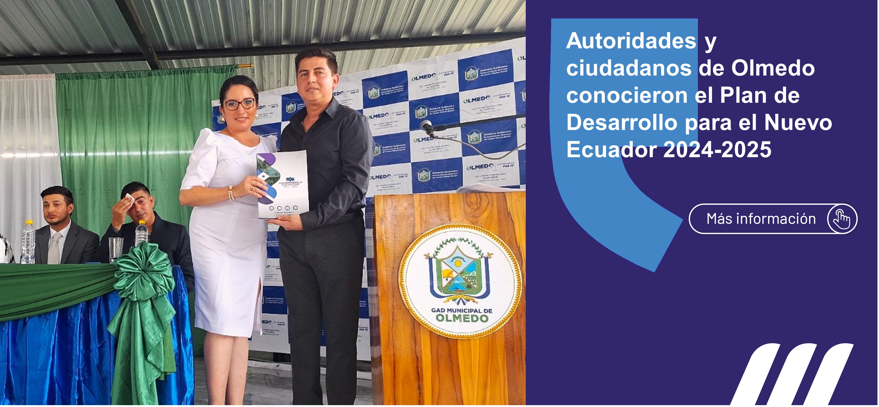 La Dirección Zonal de Planificación 4 realizó la entrega formal del Plan de Desarrollo para el Nuevo Ecuador 2024-2025 a la alcaldesa del cantón Olmedo, Lourdes Guerrero Giler.